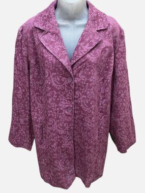 Vintage Denim & Co Purple Paisley Corduroy Jacket / Coat! Size 2X, PLUS, 90's!